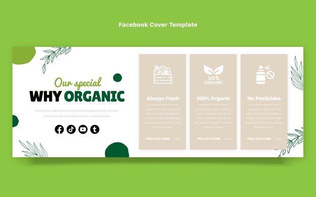 Flaches Design gesundes Essen Facebook-Cover