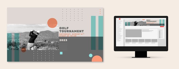 Kostenloser Vektor flaches design-golfclub-youtube-kanal-kunstvorlage