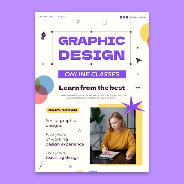 Kostenloser Vektor flaches design-grafikdesigner-poster