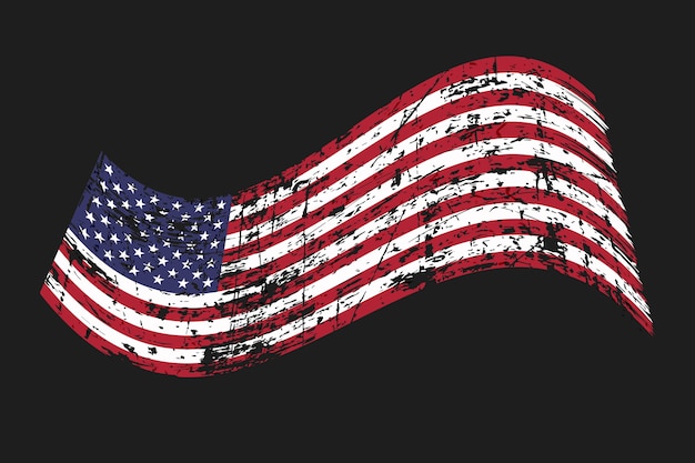 Flaches Design Grunge amerikanische Flagge