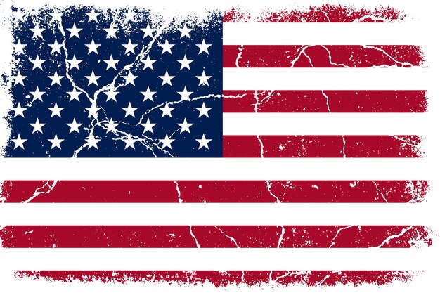 Flaches Design Grunge Hintergrund der amerikanischen Flagge