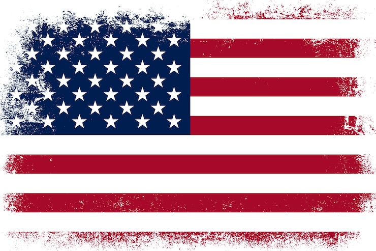 Kostenlose Vektor flaches design grunge hintergrund der amerikanischen flagge