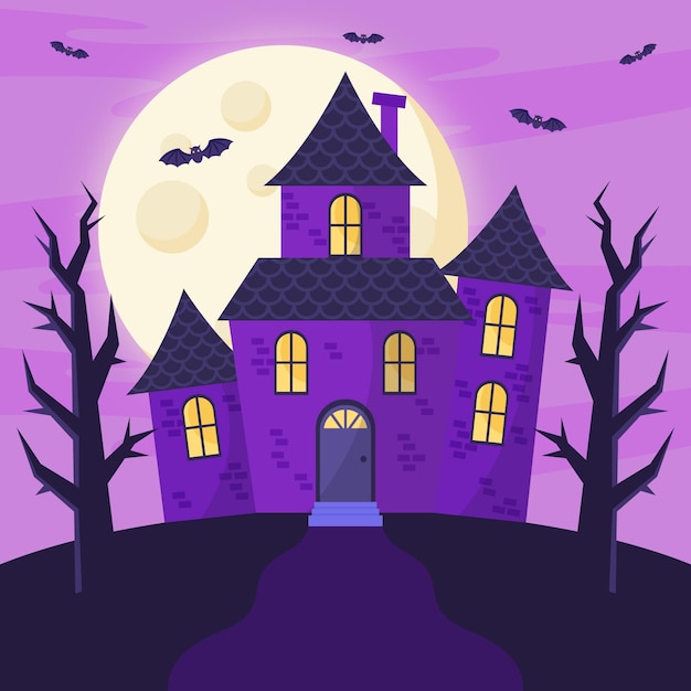 Flaches design halloween haus