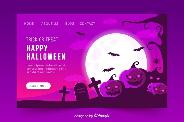 Flaches design halloween landing page