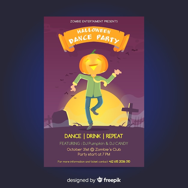 Flaches design halloween party plakat vorlage