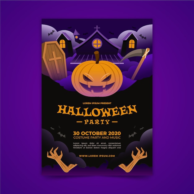 Kostenloser Vektor flaches design halloween party poster
