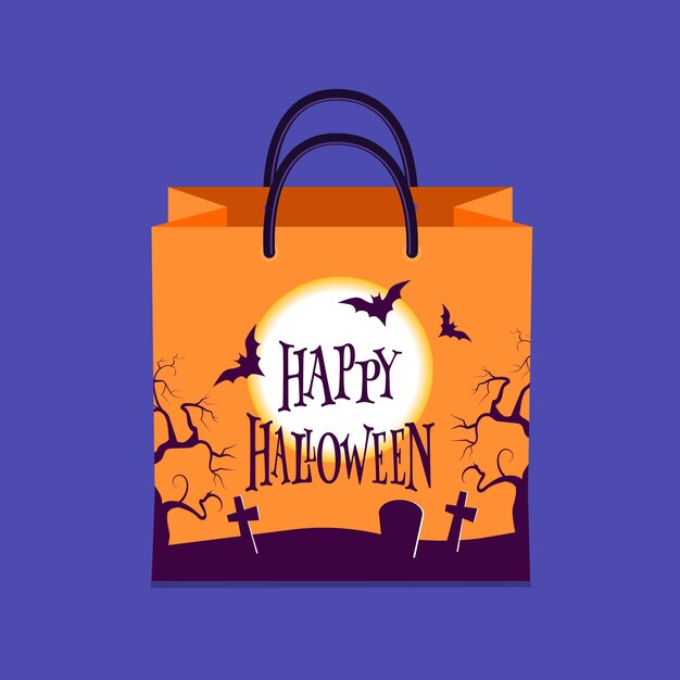 Flaches Design Halloween-Taschenkonzept