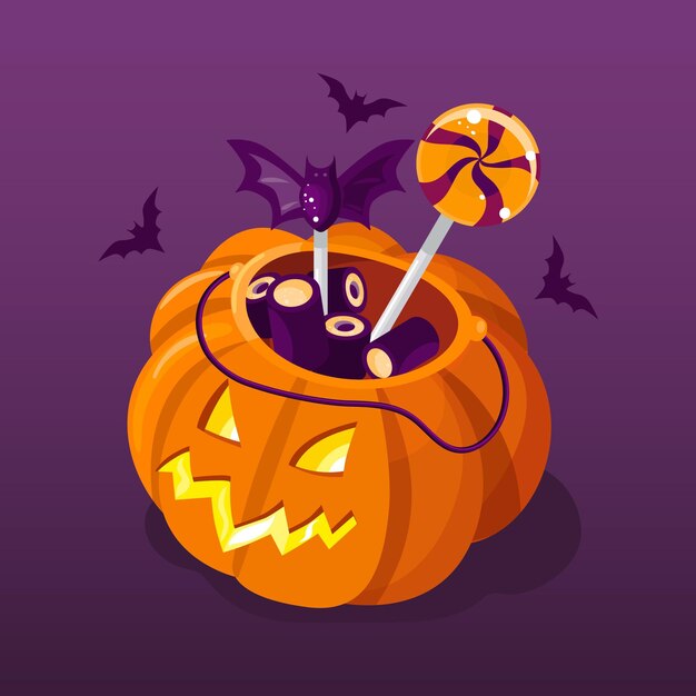 Flaches design halloween-taschenkonzept