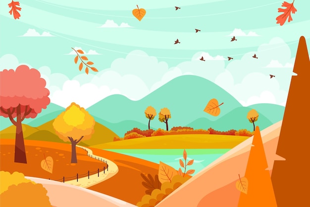 Flaches Design Herbstlandschaft