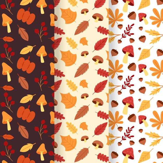 Flaches Design Herbstmusterset