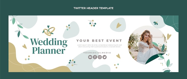 Kostenloser Vektor flaches design hochzeitsplaner twitter-header