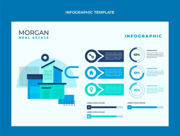 Flaches Design Immobilien Infografik