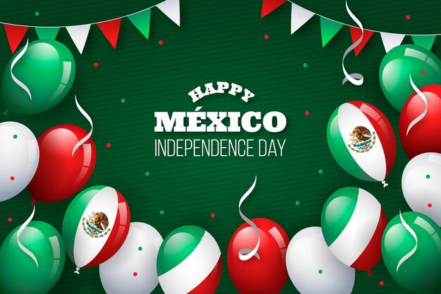 Flaches Design Independcia de Mexiko Ballon Hintergrund