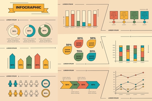 Flaches design infographic mit weinlesefarben