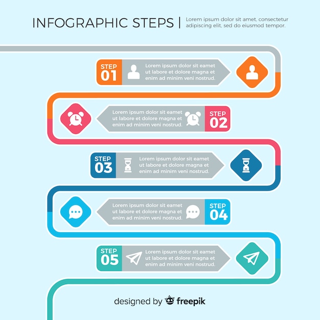 Flaches design infographik schritte