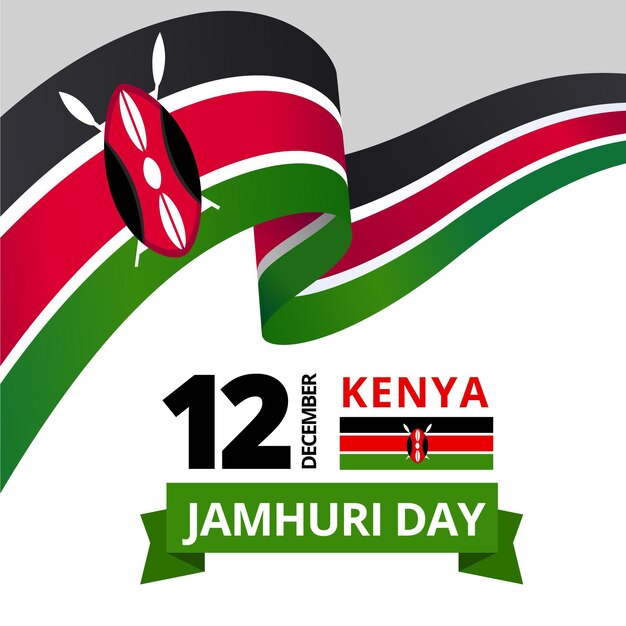 Flaches Design Jamhuri Tagesereignis mit Flagge