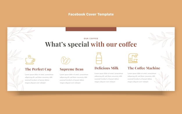 Kostenloser Vektor flaches design kaffee facebook cover