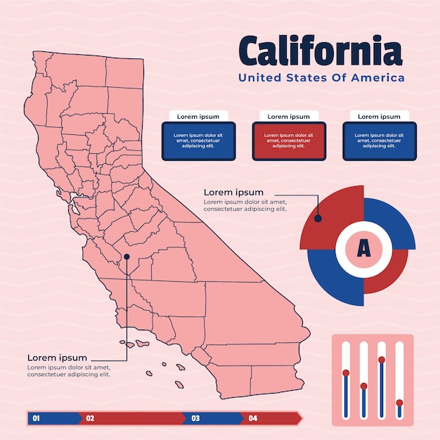 Kostenloser Vektor flaches design kalifornien infografik