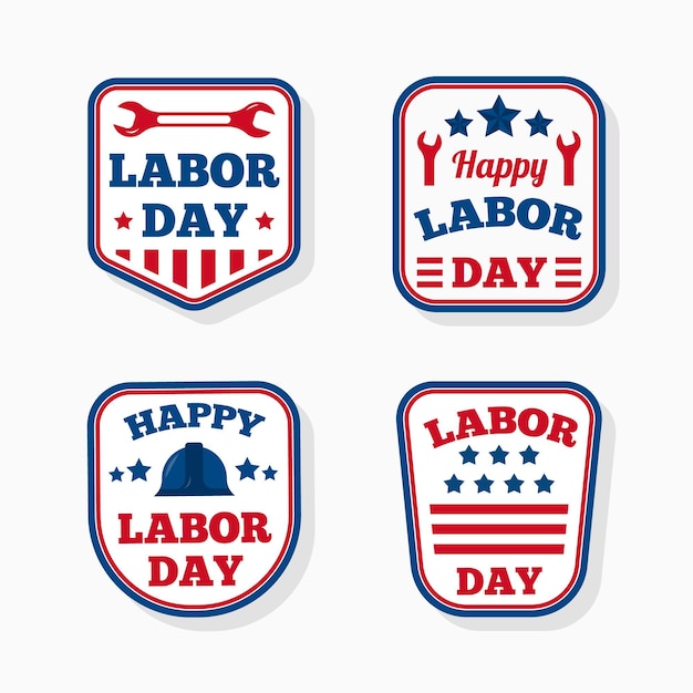 Flaches design labor day label set