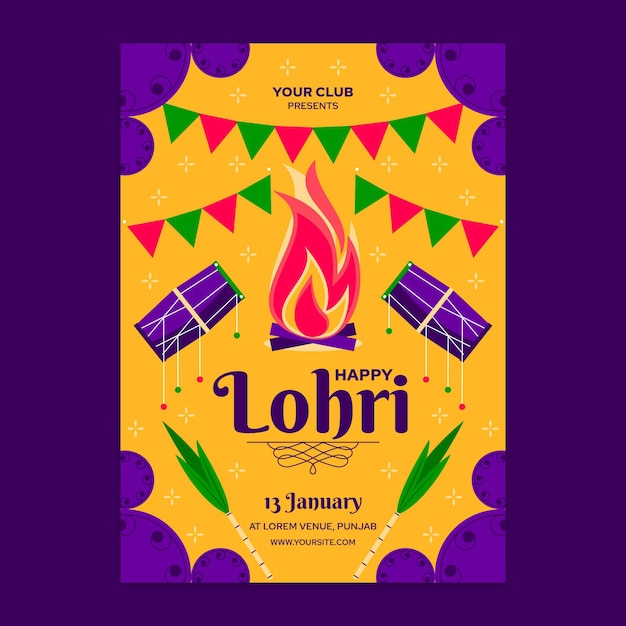 Flaches design lohri plakatschablone