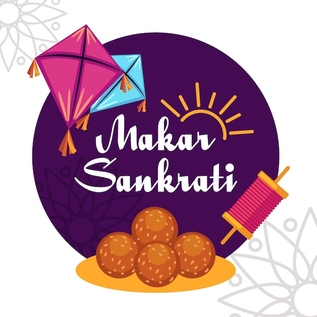 Flaches Design Makar Sankranti