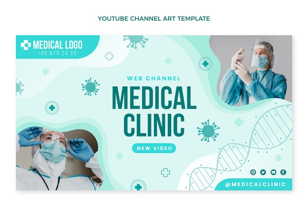 Kostenloser Vektor flaches design medizinische klinik youtube kanalkunst