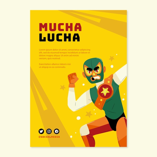 Flaches Design mexikanisches Wrestler-Poster