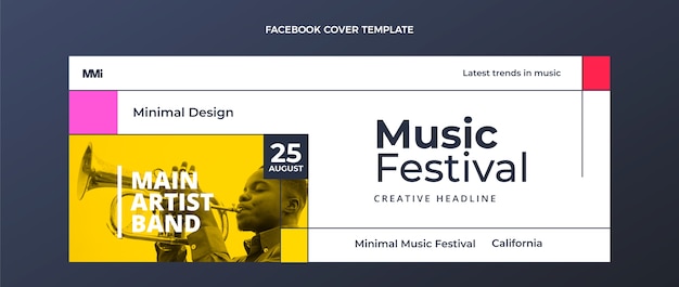 Kostenloser Vektor flaches design minimal music festival facebook cover