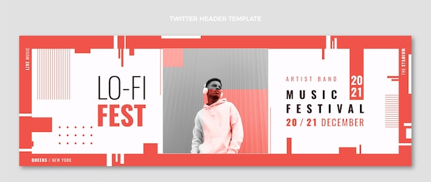 Flaches design minimal music festival twitter header