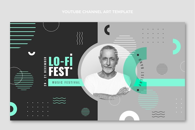 Kostenloser Vektor flaches design minimal music festival youtube kanalkunst