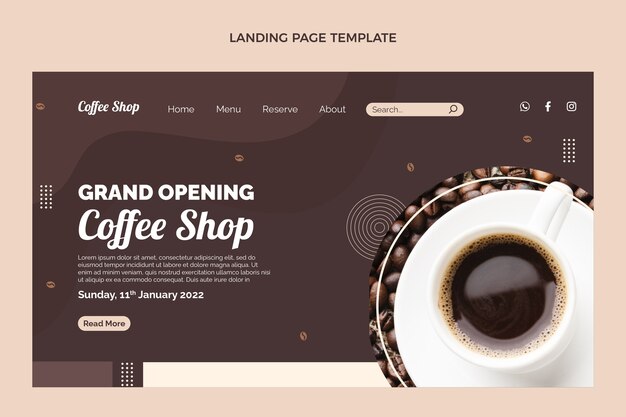 Flaches Design minimale Coffeeshop-Ladeseite