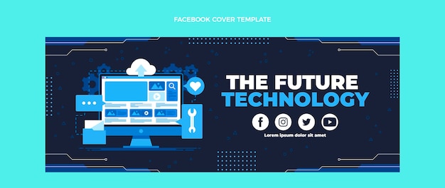 Kostenloser Vektor flaches design minimalistischer technologie-facebook-cover