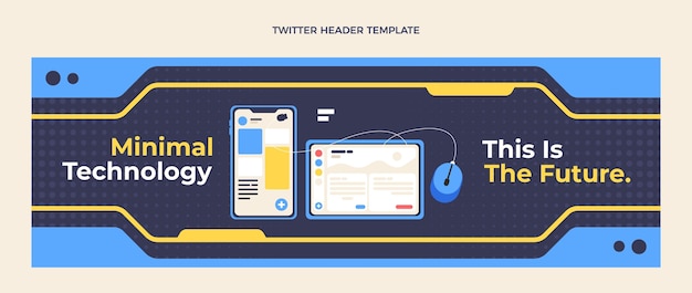 Kostenloser Vektor flaches design mit minimaler technologie twitter-header
