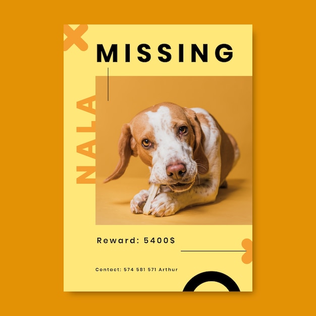 Flaches Design modernes nala verlorenes Hundeplakat