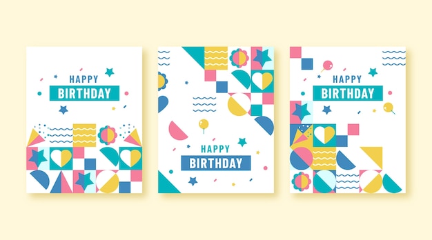 Flaches Design Mosaik Geburtstagsgrußkarten
