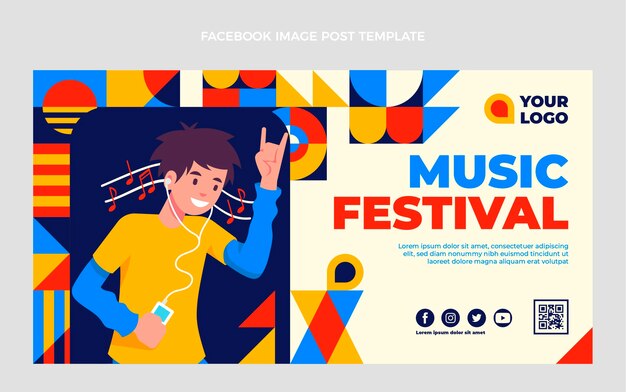 Flaches Design-Mosaik-Musikfestival-Facebook-Post