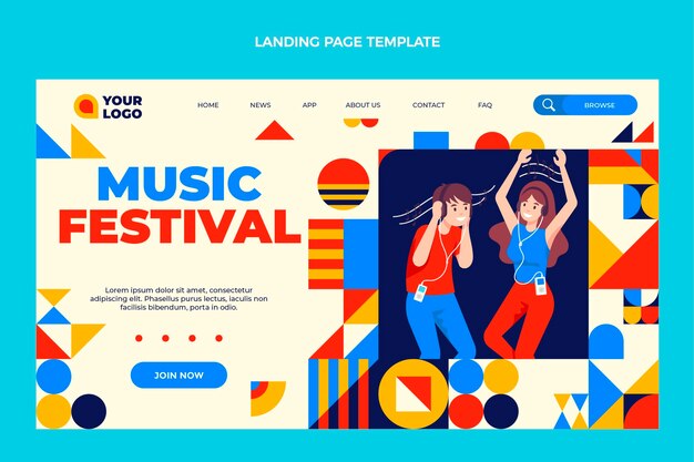 Flaches Design-Mosaik-Musikfestival-Landingpage