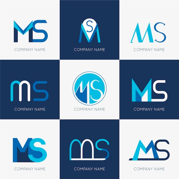 Flaches design ms logo-sammlung