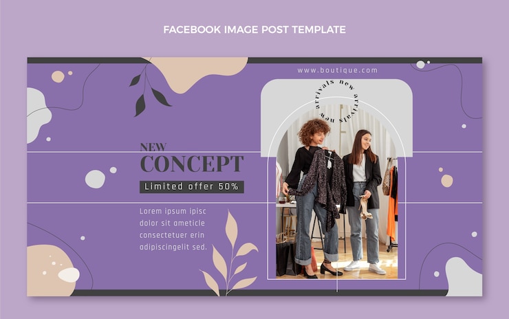 Kostenlose Vektor flaches design neuer boutique-facebook-beitrag