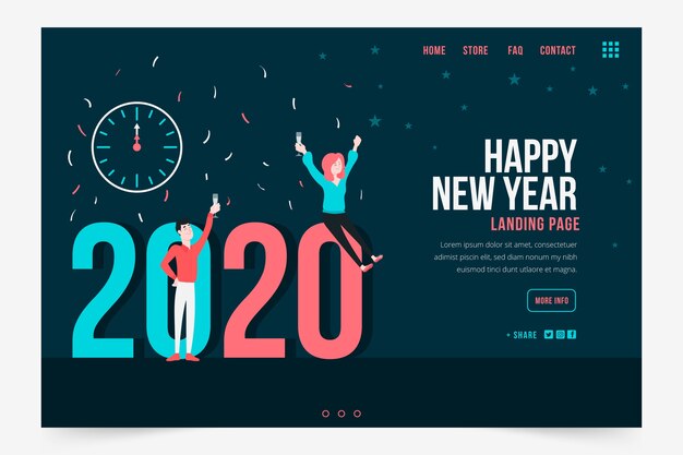 Kostenloser Vektor flaches design neujahr landing page