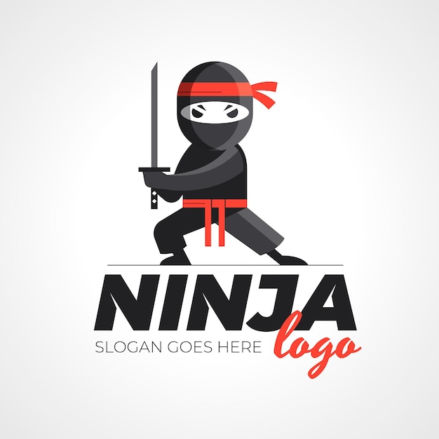 Kostenloser Vektor flaches design ninja-logo-vorlage