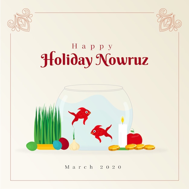 Flaches design nowruz konzept