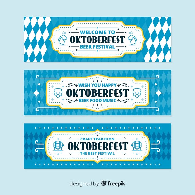 Flaches Design Oktoberfest Banner Vorlage