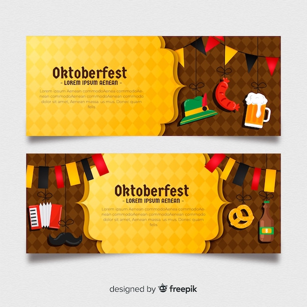 Flaches design oktoberfest banner vorlage