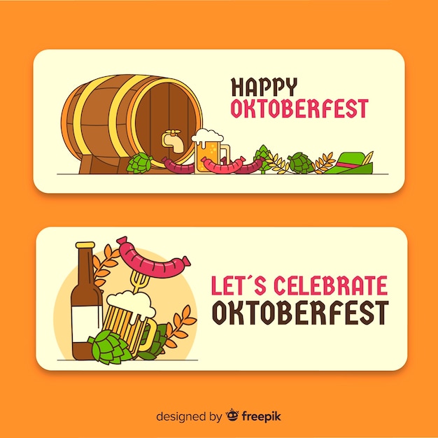 Kostenloser Vektor flaches design oktoberfest banner vorlage