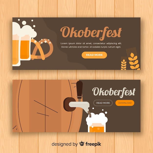 Kostenloser Vektor flaches design oktoberfest banner vorlage