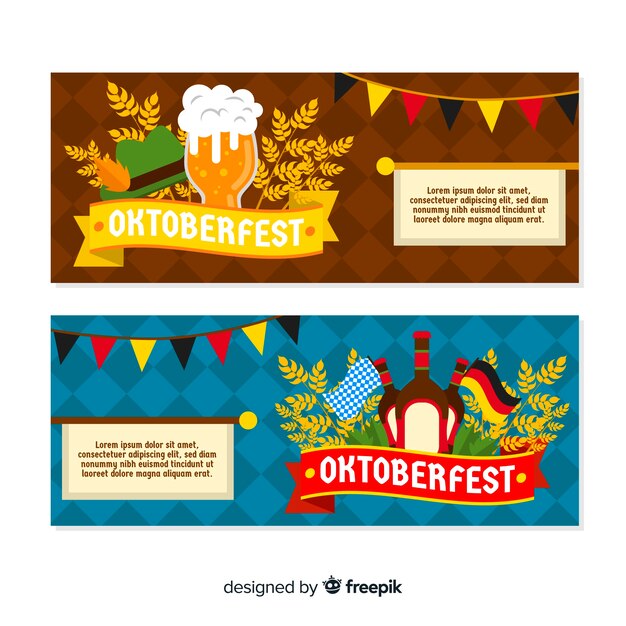 Kostenloser Vektor flaches design oktoberfest banner vorlage