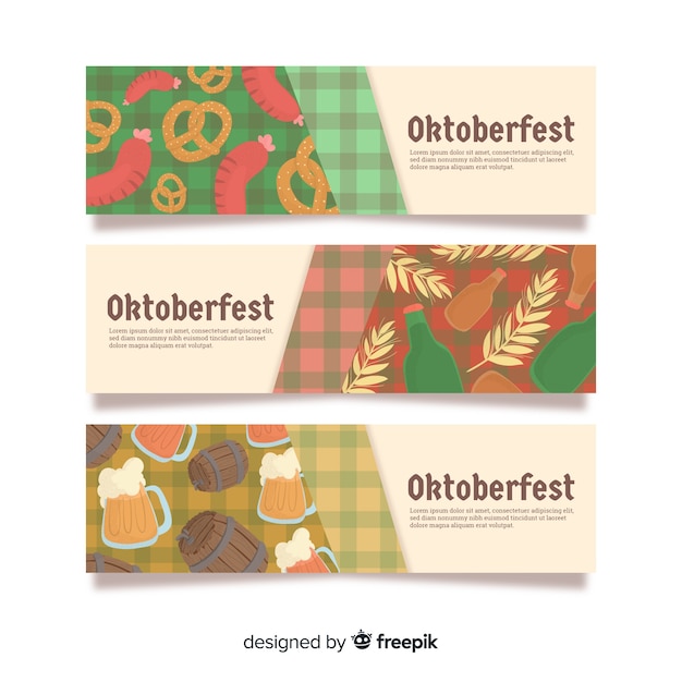 Flaches design oktoberfest banner vorlage