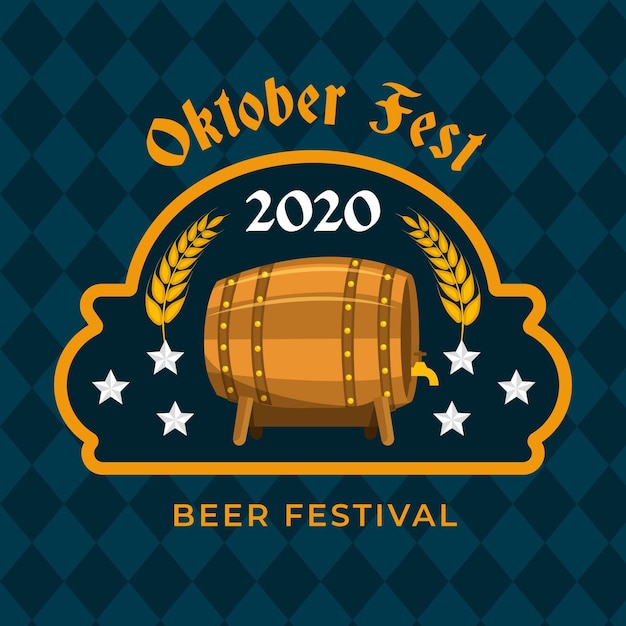 Kostenloser Vektor flaches design oktoberfest bierfest mit fass