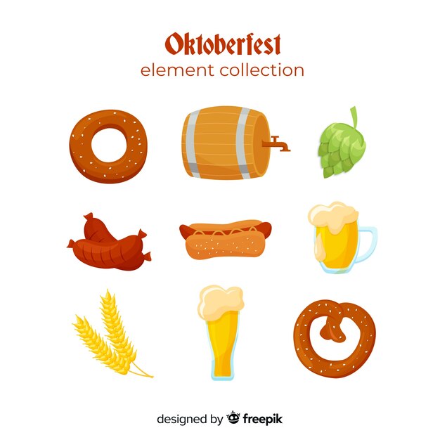 Flaches Design Oktoberfest Elementsammlung